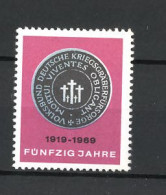 Reklamemarke Fünfzig Jahre Volksbund Deutsche Kriegsgräberfürsorge 1919-1969  - Erinofilia