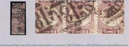 Ireland Dublin 1870 Halfpenny Bantam, The Rare Plate 9, Vertical Strip Of 3 OA/QA Cancelled By 186 Of Dublin - Andere & Zonder Classificatie