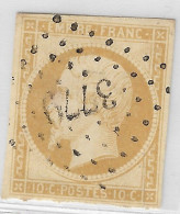 0013. Timbre N°13 Ty. I Bistre Jaune Clair - PC. 3779 Sari Di Porto Vecchio (19 - CORSE) - TB & Rare - Ind. 17 - 1853-1860 Napoleone III