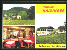 AK St. Georgen Im Attergau, Pension F. U. F. Haidinger, Kogl 25, Innenansicht, Ortspartie  - Other & Unclassified