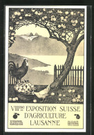 AK Lausanne, XIIIme Exposition Suisse D`Agriculture 1910, Hühner Stehen Beim Apfelkorb  - Tentoonstellingen