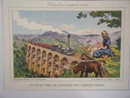 GRAVURE COULEUR 20è TRAIN VERS 1841 FRANCHISSANT VIADUC - Other & Unclassified