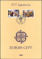 Yougoslavie - Jugoslawien - Yugoslavia Document 1989 Y&T N°DP2222 à 2223 - Michel N°PD2340 à 2341 (o) - EUROPA - Briefe U. Dokumente