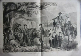 GRAVURE SUR BOIS MONDE ILLUSTRE 1867 PAYSANS D' OSSUNA SE RENDANT FOIRE DE RONDA - Other & Unclassified