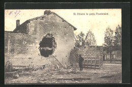 CPA St. Hilaire Le Petit, Vom Krieg Gezeichnetes Haus  - Autres & Non Classés