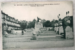 CPA BEZIERS 34 Le Monument Aux Morts Et à La Victoire Du Maitre Injalbert, L'escalier Monumental - Beziers