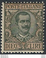 1910 Italia Lire 10 Oliva Rosa Mc MNH Sass N. 91 - Autres & Non Classés