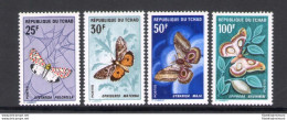 1968 Tchad Repubblica - Catalogo Yvert N. 157-60 - Farfalle - 4 Valori - MNH** - Mariposas