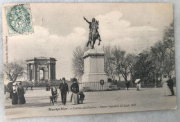 CPA MONTPELLIER 34 Jardin Du Peyrou, Statue équestre De Louis XIV AU VERSO TARIF Château Saint Paul à MEZE - Montpellier