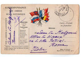 TB 4813 - MILITARIA - Carte En Franchise Militaire - Colonel Du HALGOUET à PARIS & RENNES Pour Mme Du HALGOUET à ROME - Cartas & Documentos