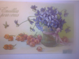 Superbe & Rare CPA Gaufrée - Violettes - Groseilles - Cueillies Pour Vous ! Pot Ruban - SER. 642 - Other & Unclassified