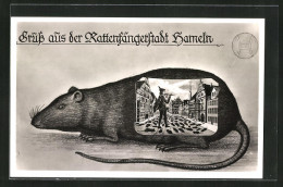 Künstler-AK Hameln, Grusskarte, Der Rattenfänger Mit Seiner Flöte  - Fotografie