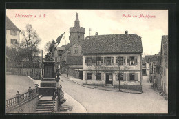 AK Weinheim / Bergstrasse, Denkmal Am Marktplatz, Gasthaus Zum Gold. Adler  - Weinheim