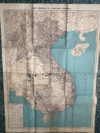 Maps Old-viet Nam Indo-china-carte Generale De L Indochine Francaise Before 1943-58-1 Pcs Very Rare - Mapas Topográficas
