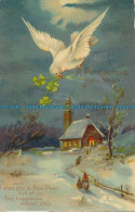 R006096 Greeting Postcard. A Prosperous New Year. Church In Winter. Enamellette - Monde