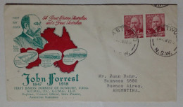 Australie - Enveloppe Premier Jour D'émission Sur Le Thème De John Forrest (1928) - Ersttagsbelege (FDC)