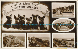 R006943 Just A Line From Clacton On Sea. Multi View. Valentine. RP. 1957 - Monde