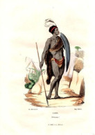 GRAVURE COLORIEE A LA MAIN VERS 1850 CAFRE AFRIQUE DU SUD - Autres & Non Classés