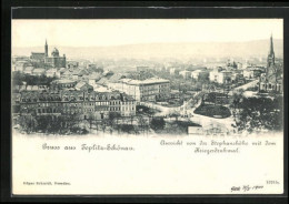 AK Teplitz Schönau / Teplice, Aussicht Von Der Stephanshöhe Mit Dem Kriegerdenkmal  - Tchéquie