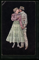 AK Junges Paar Beim Küssen Mit Ausweis über Den Verbrauch Von Brot Und Mehl Auf Der Kleidung, Kriegsnot  - War 1914-18