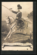AK Erinnerung An Meine Dienstzeit, Soldat Der Kavallerie Auf Dem Pferd  - War 1914-18