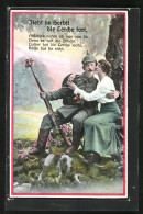 AK Soldatenliebe, Soldat Mit Seiner Liebsten Unter Einem Baum Sitzend  - Guerre 1914-18