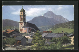 AK Mittenwald, Blick Auf Kirche Und Wetterstein  - Mittenwald