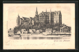 AK Meissen, Panorama Von Der Elbe Aus Gesehen  - Meissen