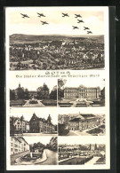 AK Gotha, Ortsansicht, Schloss Und Denkmalplatz, Museum, Landestheater, Wasserkünste Und Orangerie  - Teatro