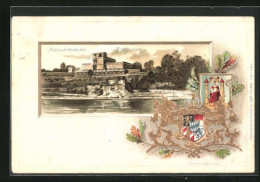 Passepartout-Lithographie Aschaffenburg, Pompejanum, Wappen  - Other & Unclassified