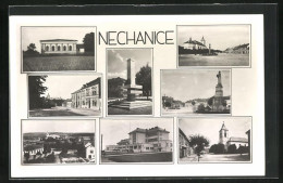 AK Nechanice, Marktplatz, Denkmal, Kirche, Ortsansicht  - Czech Republic
