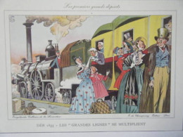 GRAVURE COULEUR 20è TRAIN 1855 PREMIERS GRANDS DEPARTS - Sonstige & Ohne Zuordnung