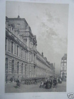 LITHOGRAPHIE 19è PARIS DANS SA SPLENDEUR LE LOUVRE FACADE RUE DE RIVOLI - Autres & Non Classés