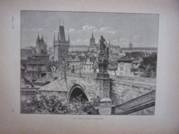 GRAVURE SUR BOIS VERS 1890 LE VIEUX PONT A PRAGUE - Other & Unclassified