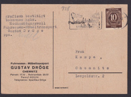 All. Besetzung EF 918 Postkarte Chemnitz Fuhrwesen Mäbeltransporte Gustav Dröge - Altri & Non Classificati