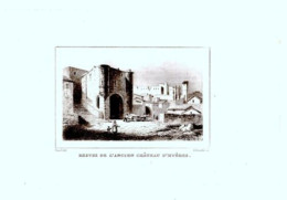 GRAVURE SUR ACIER 19ème RESTES DE L' ANCIEN CHATEAU HYERES - Other & Unclassified