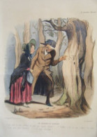LITHOGRAPHIE DE DAUMIER AQUARELLEE 24 AVRIL 1842 UN SOUVENIR DE JEUNESSE - Autres & Non Classés