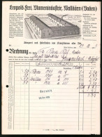 Rechnung Walldürn / Baden 1935, Stanzerei Und Fabrikation Von Kranzblumen, Leopold Frei, Werksanlage  - Autres & Non Classés