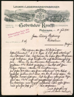 Rechnung Fahrnau 1912, Leder Und Lederwarenfabrik Gebrüder Krafft, Ansicht Der Werke  - Otros & Sin Clasificación