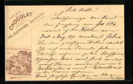 Vorläufer-Lithographie Neuchatel, 1895, Fabrique De Chocolat Ph. Suchard, Fabrique No. 4  - Landwirtschaftl. Anbau