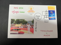 19-5-2024 (5 Z 27) Paris Olympic Games 2024 - Torch Relay (Etape 10) In Auch (18-5-2024) With OLYMPIC Stamp - Verano 2024 : París