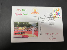 19-5-2024 (5 Z 27) Paris Olympic Games 2024 - Torch Relay (Etape 10) In Auch (18-5-2024) With OZ Stamp - Summer 2024: Paris