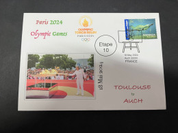 19-5-2024 (5 Z 27) Paris Olympic Games 2024 - Torch Relay (Etape 10) In Auch (18-5-2024) With Platypus Stamp - Summer 2024: Paris