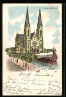 Lithographie Strassburg, Darstellung Der Garnisonkirche  - Autres & Non Classés