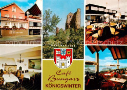 73866696 Koenigswinter Rhein Cafe Konditorei Bungarz Gastraeume Terrasse Ruine D - Königswinter