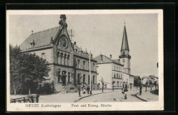 CPA Dieuze /Lothringen, Post Et Evangelische L'Église  - Dieuze