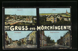 CPA Mörchingen, Kapellenstrasse, Neustadt, La Place Du Marché Avec Tramway  - Autres & Non Classés