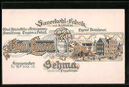 Vertreterkarte Sehma / Erzg., Sauerkohl-Fabrik Emil Lucas, Fabrikansicht  - Sin Clasificación