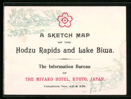 Vertreterkarte Kyoto, The Miyako Hotel, Sketch Map Of The Hodzu Rapids And Lake Biwa  - Non Classés
