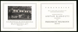 Vertreterkarte Wien, Buch Und Kunstantiquariat Gilhofer & Ranschburg, Geschäftsfront  - Unclassified